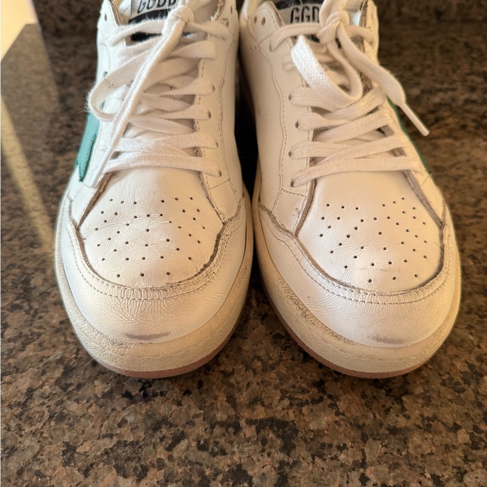 Golden Goose White and Green Star Sneakers - Picture 8 of 9
